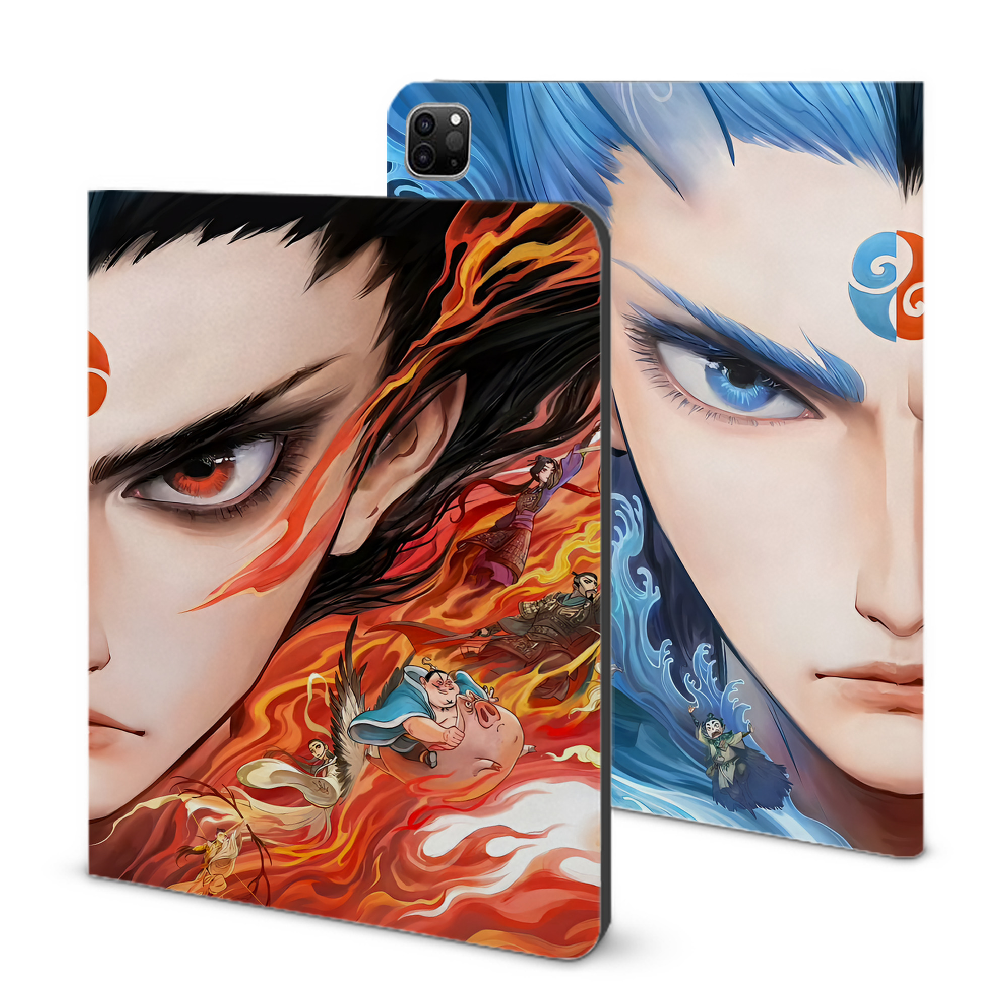 （画像用） Ne Zha 2 ナタ 魔童の大暴れ IPad ケース ブック型 PUレザー TPU 耐衝撃 軽量 薄型 ペン収納なし 全面保護 IPad 各モデル対応
